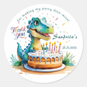 Watercolor VERJAARDAG Dinosaurus Sticker