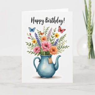 Watercolor Verjaardags Illustratiekaart Kaart