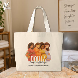 Watercolor Verloskundige ObGyn Geboorte Postpartum Grote Tote Bag