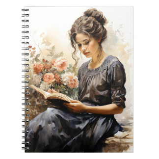 Watercolor Victorian Woman Lire Un Livre