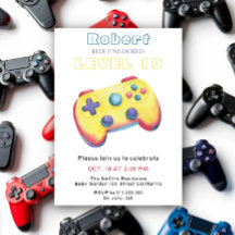 Watercolor videospel kinderen verjaardag