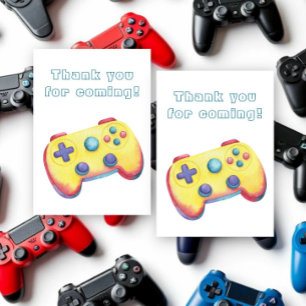 Watercolor Videospel Kinderverjaardag Bedankkaart
