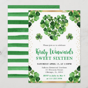 Watercolor Vierbladige Klavers St. Patrick's Sweet Kaart
