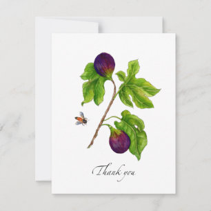 Watercolor Vijg botanische platte bedankkaart