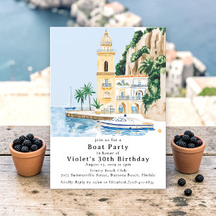 Watercolor Villa Boot Feest Verjaardag Kaart