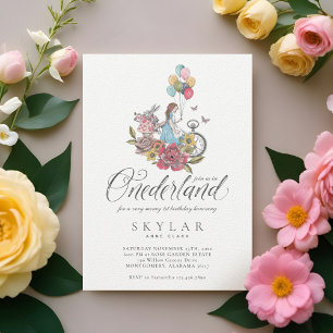 Watercolor Vintage Alice in EENderland Verjaardag Kaart