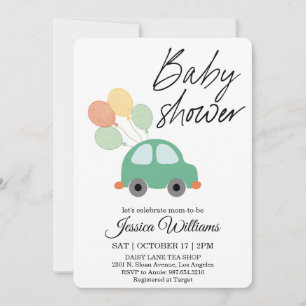 Watercolor Vintage Auto Uitnodiging Baby Shower
