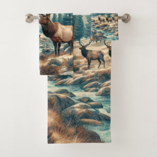 Watercolor Vintage Wilde Dieren / Eland Kudde Bad Handdoek