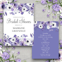 Watercolor Violet Flowers Wedding Bridal Shower Kaart