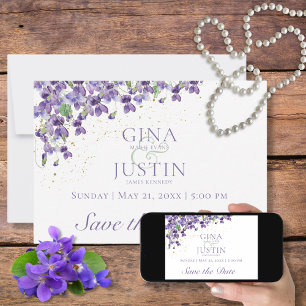 Watercolor Violets Huwelijk Opslagkaart voor de Tr Save The Date
