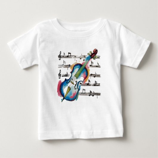 Watercolor Violin Baby Jersey T-Shirt (Devant)