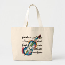 watercolor violin grote tote bag