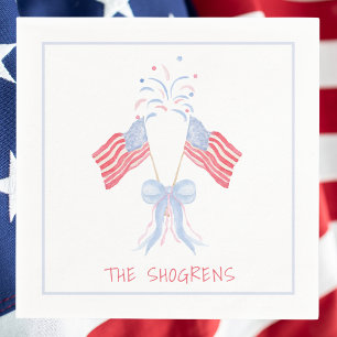 Watercolor Vlaggen & Vuurwerk 4 juli Aangepast Servet