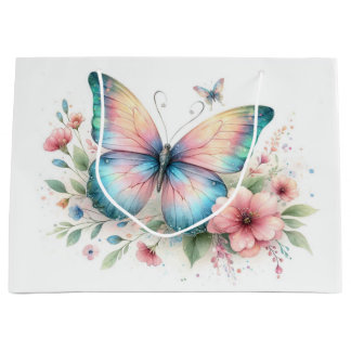 Watercolor Vlinder Bloemengeschenkzakje Groot Cadeauzakje