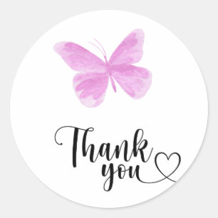 Watercolor vlinder dank je wel ronde sticker