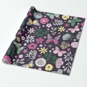 Watercolor Vlinder Tuin Patroon Cadeaupapier