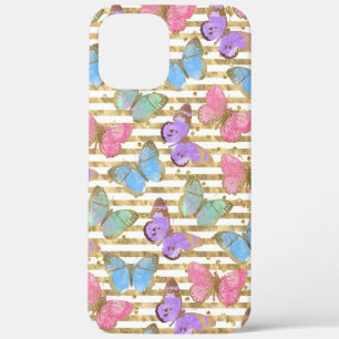 Watercolor Vlinders Goud Glitter iPhone 12 Pro Max Hoesje