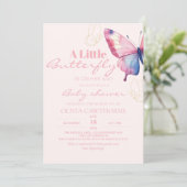 Watercolor Vlindervlind Baby Meisje Shower Kaart (Staand voorkant)