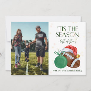 Watercolor Voetbal Seizoen Kerstkaart [groen]