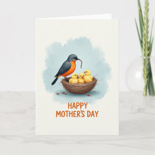 Watercolor Vogelgezin Kaart
