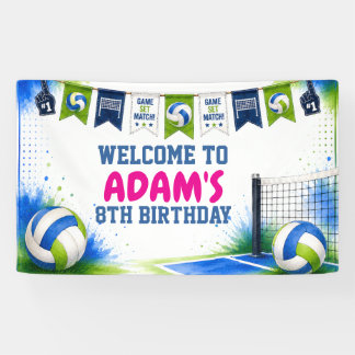Watercolor Volleybal Verjaardagsfeest Banner