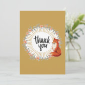 Watercolor Vos Bloemenkrans Bedankkaart (Staand voorkant)