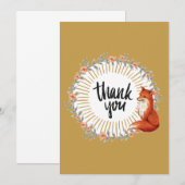 Watercolor Vos Bloemenkrans Bedankkaart (Voorkant / Achterkant)