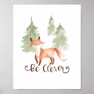 Watercolor Vos Bosvrienden Wees Slimme Kinderkamer Poster