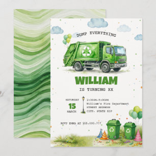 Watercolor Vuilniswagen Recycling Verjaardag Kaart