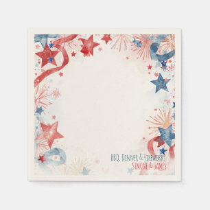 Watercolor Vuurwerk 4 juli Feest Decoratie Servet