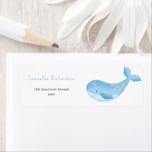 Watercolor walvis babyshower etiket