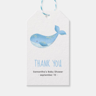 Watercolor walvis - bedankt babyshower cadeaulabel