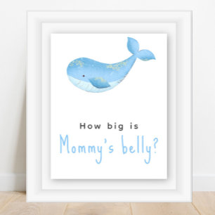 Watercolor walvis - Hoe groot is mama's buik Poster