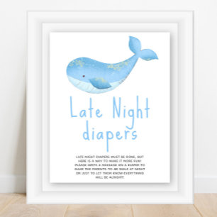 Watercolor walvis - Late Night luiers Poster