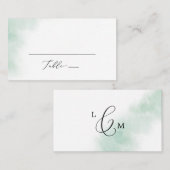 Watercolor Was | Groene Platte Huwelijk Plaatskaartje (Voorkant / Achterkant)