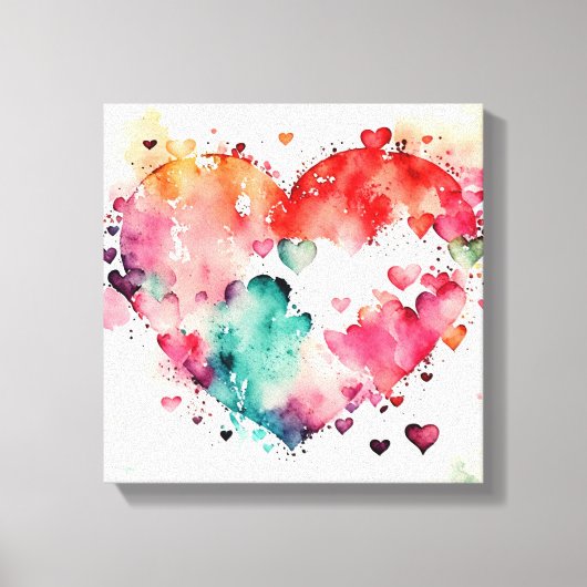 Watercolor Wash Heart # 5 Canvas Afdruk (Voorkant)