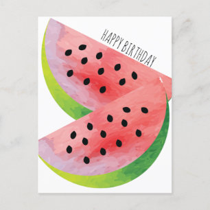 Watercolor Watermeloen Paar Zomer Verjaardag Briefkaart