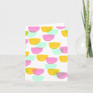 Watercolor Watermeloen Roze Groen Geel Patroon Notitiekaartje
