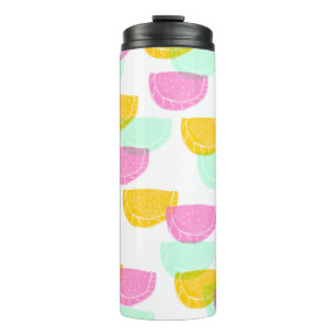 Watercolor Watermeloen Roze Groen Geel Patroon Thermosbeker