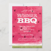 Watercolor Watermelon Summer BBQ Invitations de cu (Devant)
