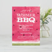 Watercolor Watermelon Summer BBQ Invitations de cu (Debout devant)