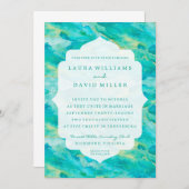 Watercolor Waves Beach Wedding Invitation (Devant / Derrière)