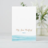 Watercolor Waves Beach Wedding Lieu Nom Carte (Debout devant)