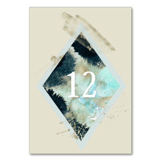 Watercolor Waves Elégant Mariage Carte Table (Dos)