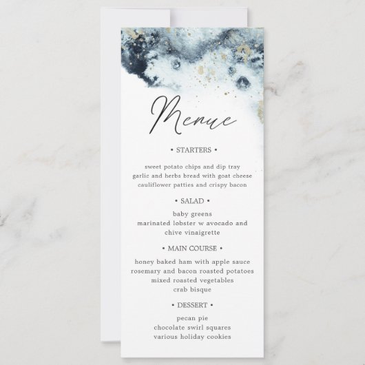 Watercolor Waves Mariage Dîner Menu Invitation (Devant)