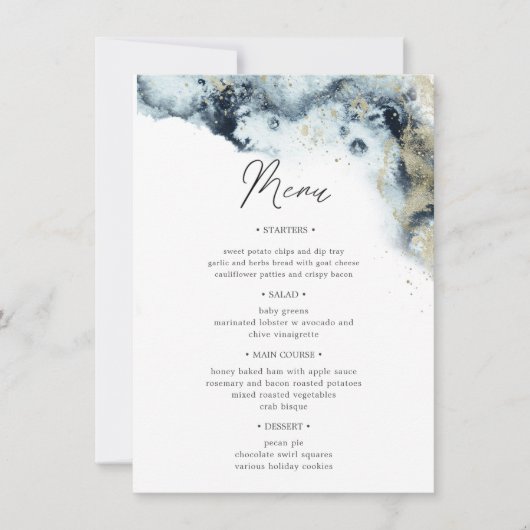 Watercolor Waves Mariage Dîner Menu Invitation (Devant)