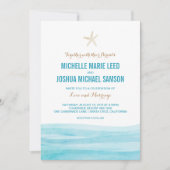 Watercolor Waves Ocean Beach Wedding Invitation (Devant)