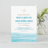 Watercolor Waves Ocean Beach Wedding Invitation (Debout devant)
