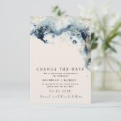 Watercolor Waves Photo Change La Date Invitation (Debout devant)