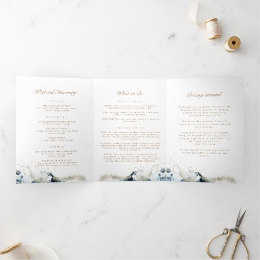 Watercolor Waves Tri-Fold Wedding Program (Intérieur)